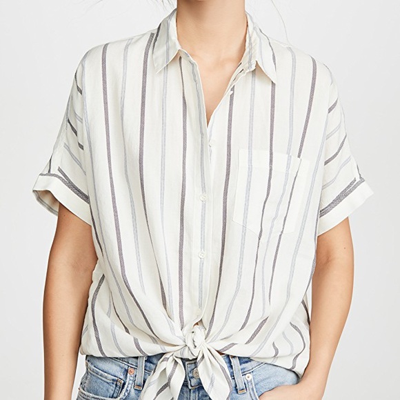 Madewell Tie-Front Shirt in Montpellier Stripe - Picture 2 of 6